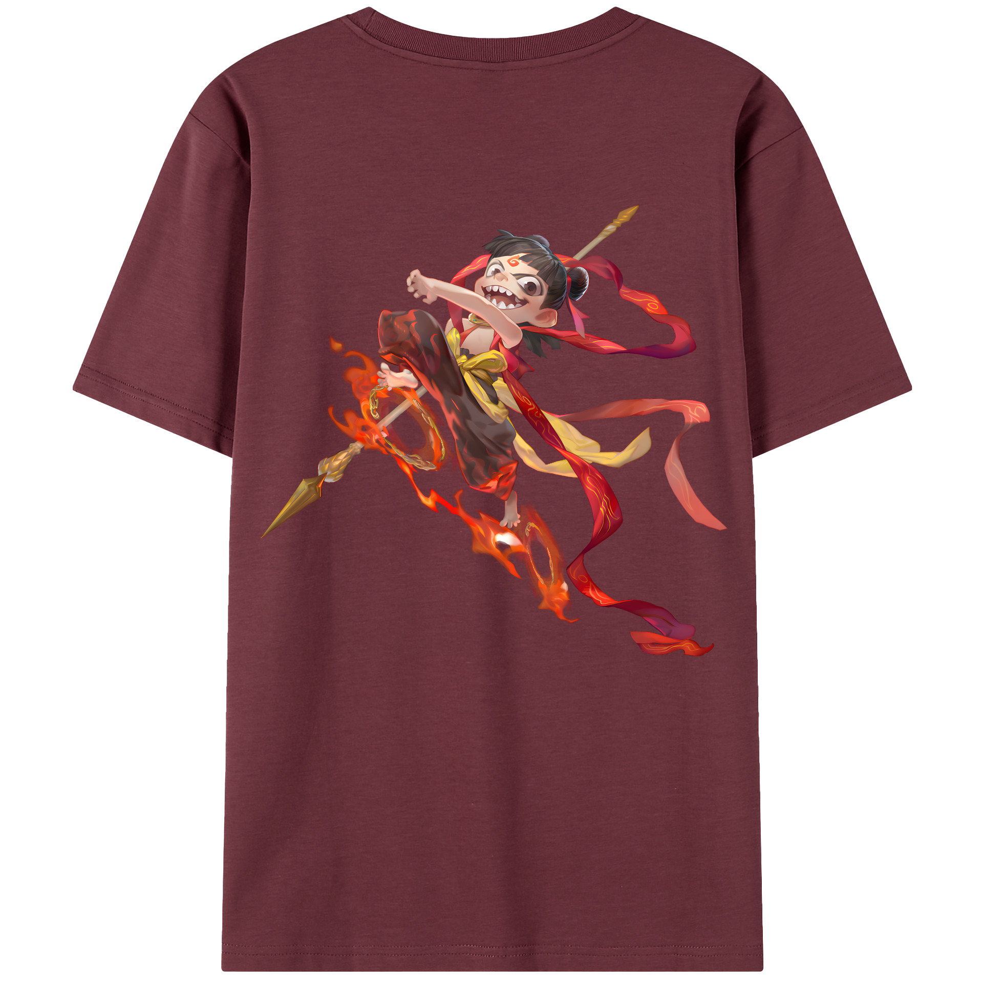 （画像用） Ne Zha 2 ナタ 魔童の大暴れ 綿100％半袖Tシャツ（背面プリント）